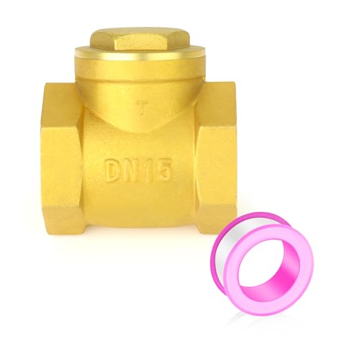 GASHER 2 Stück Swing Messing Rückschlagventil DN15 1/2" BSP Innengewinde, Rückflussverhinderung, Rückschlagventile für Sumpfpumpe und Luftkompressor, Gas Luft Kraftstoff Öl Wasser von GASHER