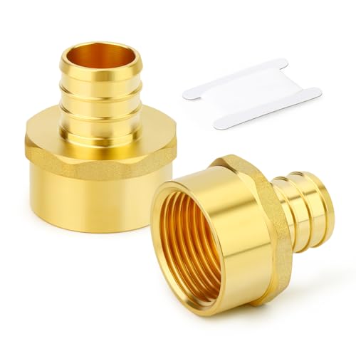 GASHER 2 Stück bleifreies Messing, 1,9 cm Pex-Buchse, 1,9 cm NPT auf 1,9 cm PEX-Adapter für PEX-Rohre von GASHER