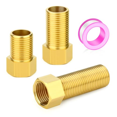 GASHER 3 Stück Verlängerung Messing Rohrverschraubung, 1/2" Weiblich zu 1/2" Männlich Rohr Hex Buchse Adapter Konverter Adapter, 40mm/50mm/70mm von GASHER