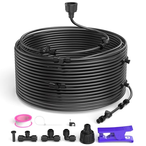 GASHER 30 m Nebelkühlsystem, Outdoor-Wassernebel-Kühlsystem für Gärten, Gewächshäuser, Lüfterdecks, Sonnenschirme, Vordächer, Schwimmbäder von GASHER