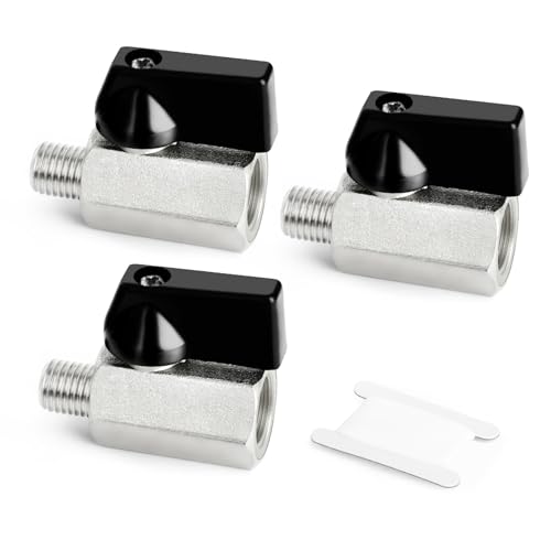 GASHER 3Stück 1/2 Zoll Mini-Messing-Kugelhahn Absperrschalter, 1/2 Zoll männlich x weiblich BSP Gewinde Rohrverschraubung von GASHER