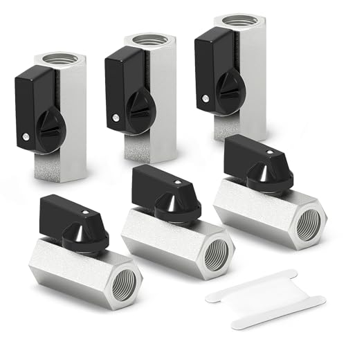 GASHER 6Stück 1/4 Zoll BSP Mini Messing Kugelhahn Absperrschalter, 1/4 Zoll Innengewinde x Innengewinde BSP Rohrverschraubung von GASHER