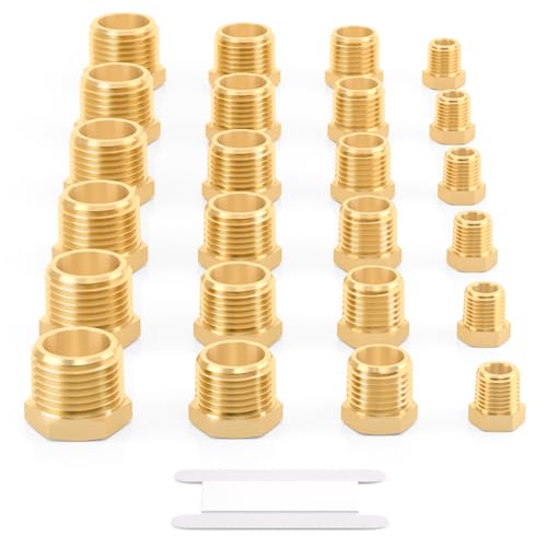 GASHER Messing 1/2" 3/8" 1/8" 1/2" BSP männlich außen Sechskantgewinde Buchse Pipe Plug Fitting (24 Stück） von GASHER