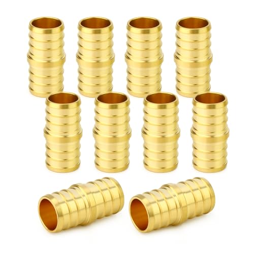GASHER Pex-Kupplung, bleifrei, Messing, 1,9 cm (3/4 Zoll), Pex-Armaturen für PEX-Rohre, 10 Stück von GASHER