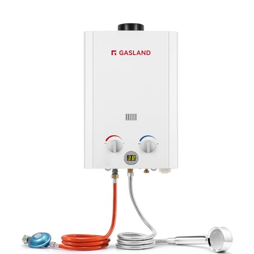 GASLAND BE264 Gas Durchlauferhitzer Propangas 10 Liter Camping Durchlauferhitzer Gastherme 50mbar Campingdusche Warmwasser mit Überhitzungsschutz für Wohnmobil Hütte Scheune GASLAND BE264 Gas Durchlauferhitzer Propangas 10 Liter Camping Durchlauferhitzer Gastherme 50mbar Campingdusche Warmwasser mit Überhitzungsschutz für Wohnmobil Hütte Scheune von GASLAND