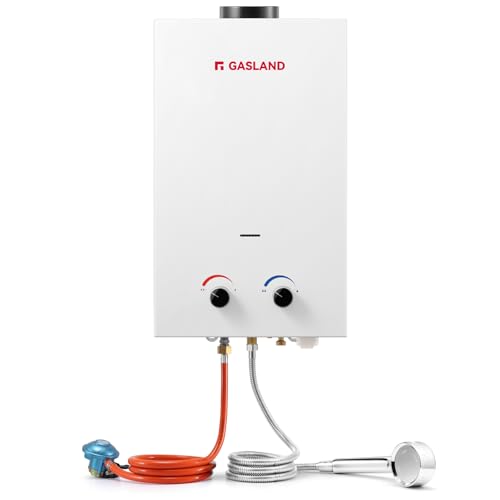 GASLAND BS264 10L 30/37mbar Tankless Gasdurchlauferhitzer, Gas-Wasser-Heizung Tragbarer, LPG Durchlauferhitzer für Campingdusche/Wohnmobilausflug/Waschpferd von GASLAND