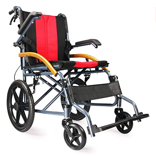 GASLIKE Ultraleicht Rollstuhl Faltbar Leicht Transportrollstühle Reiserollstuhl, Faltbarer Rollstuhl für die Wohnung, Aktivrollstuhl Rollstühle mit Selbstantrieb für Behinderte und ältere,A006 von GASLIKE