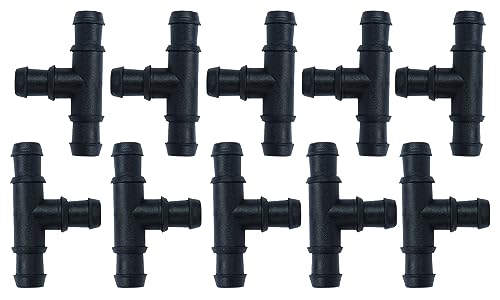 GASMIS 10 Stück T-Verbinder für 12mm Tropfschlauch, Perlschlauch, T-Stück für Bewässerung System von GASMIS