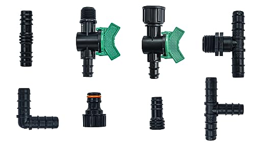 GASMIS 42 Stück Zubehör-Set für Perlschlauch/Tropfschlauch 16 mm, Bewässerungsschlauch, Bewässerung System Verbinder von GASMIS