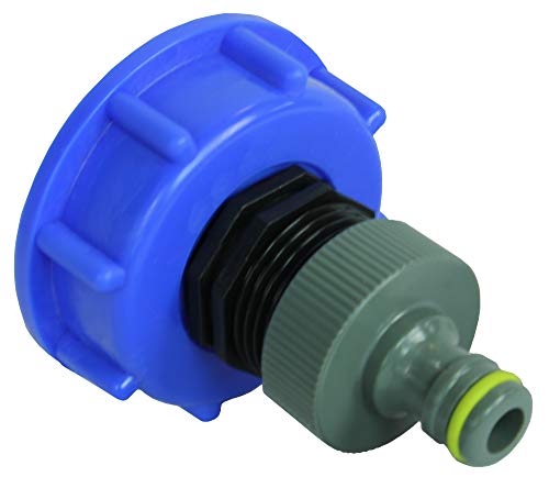 GASMIS IBC Adapter S60x6 Grobgewinde 1 Zoll Innengewinde mit Hahnstück 1", IBC Tank Zubehör für Regentonnen, 1 Stück von GASMIS