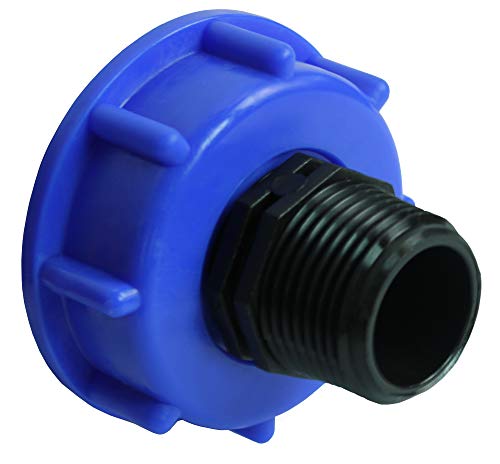 GASMIS IBC Adapter S60x6 mit Doppelnippel 1 Zoll, für Regenwassertank Container Regentonnen, Blau, 1 Stück von GASMIS