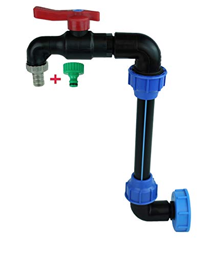 GASMIS IBC Schwanenhals 3/4" Auslaufhahn für Regenwassertank Wasserfaß Regenfass Container Tankhahn S60x6 PP Wasserhahn Absperrhahn 3/4X3/4X 1/2 IBC Adapter für das Bequeme Befüllen der Gießkanne von GASMIS