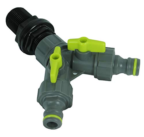 GASMIS Tankdurchführung mit Absperrhah 2-Wege-Ventil 3/4" AG 26,44mm x Hahnanschlussstück, Flügelgriff, 2 Stück von GASMIS