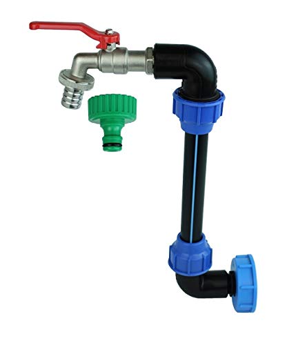 IBC Schwanenhals 3/4" Auslaufhahn für Regenwassertank Wasserfaß Regenfass IBC-Container Tankhahn S60x6 Wasserhahn Absperrhahn 3/4 Zoll IBC Adapter für das Bequeme Befüllen der Gießkanne von GASMIS