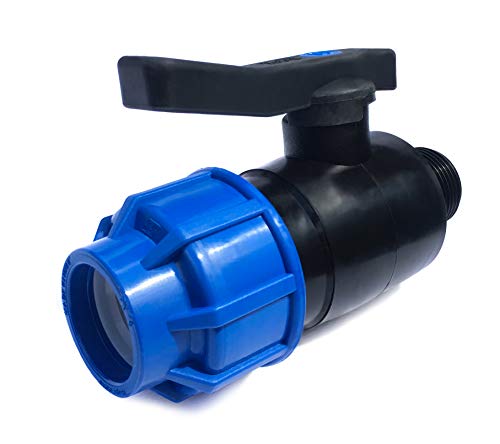 PP Kugelhahn 32mm x 1" PP Klemmfitting Klemm x AG Aussengewinde mit Verschraubung x Klemmverschraubung für PE Rohr Absperrhahn AG Klemmverbinder Perfekte Dichtheit PN 16 Bar von GASMIS