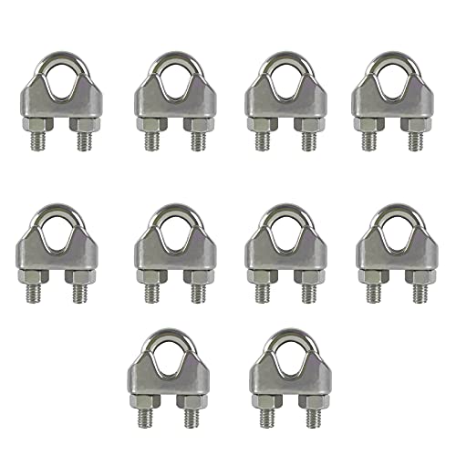 GASOE 10 Stück M8 Drahtseilklemme Edelstahl Bügelklemmen 304 Klemme Drahtseil Seilklemme U Bolzen Bügelformklemme 8mm für Drahtseile Seilen Stahlseil Draht Stahl von GASOE