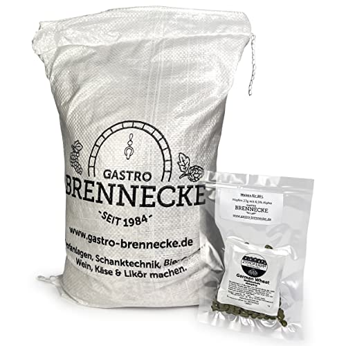 Malzmischung Weizen mit Hopfen und Bierhefe geschrotet oder ungeschrotet (20 Liter, geschrotet) von GASTRO BRENNECKE - SEIT 1984 -