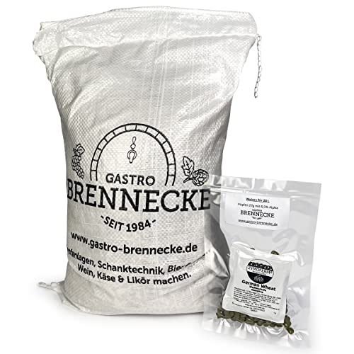 Malzmischung Weizen mit Hopfen und Bierhefe geschrotet oder ungeschrotet (20 Liter, ungeschrotet) von GASTRO BRENNECKE - SEIT 1984 -