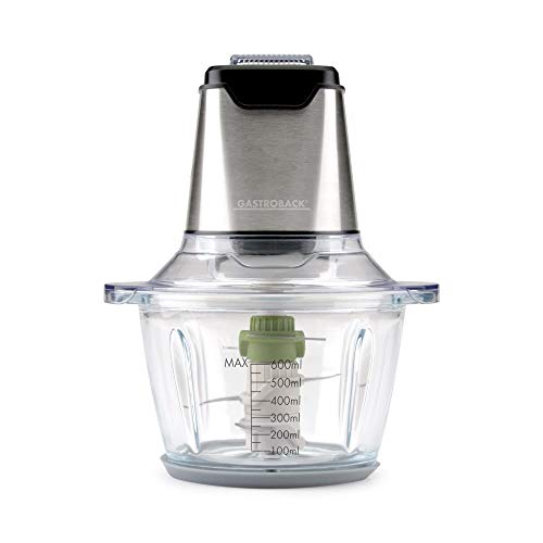 GASTROBACK 40961 Design Mini Chopper Plus, Multi-Zerkleinerer, 3 Edelstahl-Sichelmesser, 400 Watt, 1,2 Liter Glasbehälter, steel, edelstahldesign GASTROBACK 40961 Design Mini Chopper Plus, Multi-Zerkleinerer, 3 Edelstahl-Sichelmesser, 400 Watt, 1,2 Liter Glasbehälter, steel, edelstahldesign von GASTROBACK