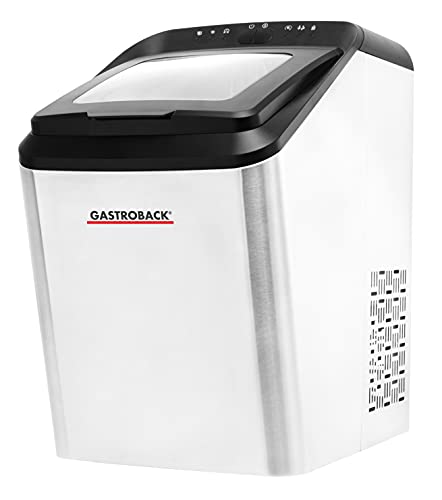 GASTROBACK 41143 Bartender Pro Eiswürfelbereiter, 9 Eiswürfel pro Zyklus (7-15 Min), 2,8 Liter Wassertank, leiser FCKW-freier Hochleistungskompressor Schwarz, Silber von GASTROBACK
