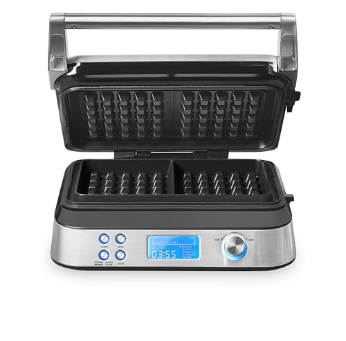 GASTROBACK 42424 Waffeleisen Advanced Control, 5 Verschiedene Programme, 7 Bräunungsstufen, Steuerung über LCD–Display, 1.600 Watt, Edelstahl, silber von GASTROBACK