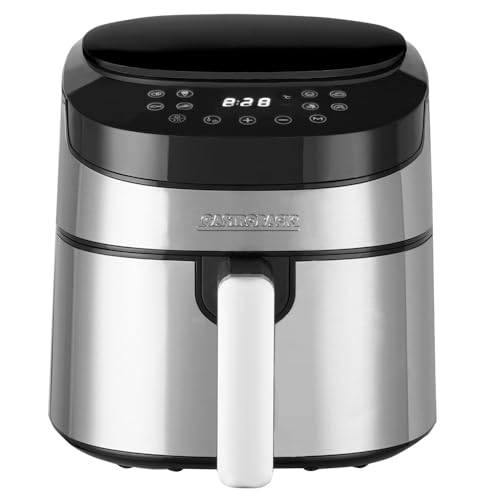 GASTROBACK #42582 Design Heißluftfritteuse Air Pro, Air Fryer mit 3,7 Liter Füllvolumen, 8 voreingestellte Programme, Touch-Bedienfeld, Schwarz-silber von GASTROBACK