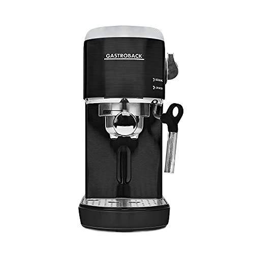 GASTROBACK #42718 Design Espresso Piccolo, Espressomaschine mit Milchaufschäumdüse, 19 bar Pumpendruck, schnelles Aufheizen (40 Sekunden), schwarz von GASTROBACK