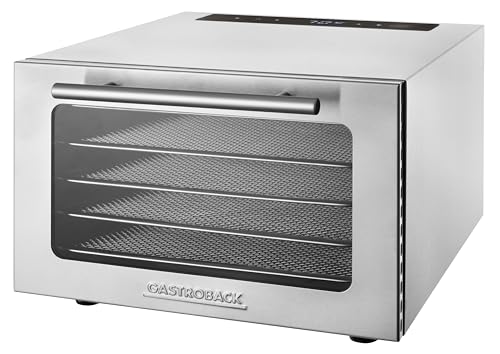 GASTROBACK #46604 Design Dörrautomat Mini Professional, kompakte Maße für kleine Mengen & knappe Stellflächen, hochwertiges Gastro-Edelstahlgehäuse, 400 Watt, Silber von GASTROBACK