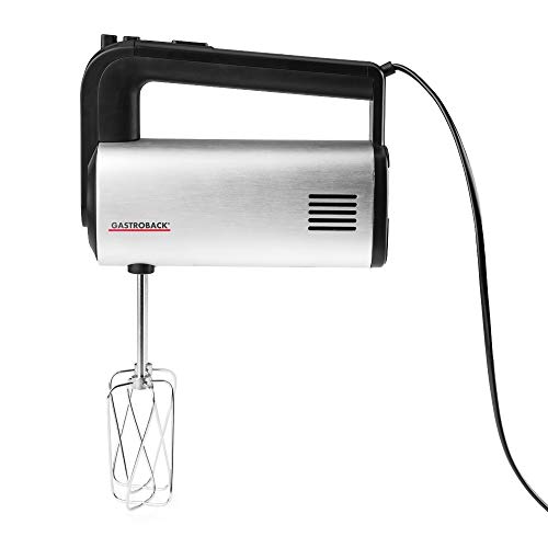 GASTROBACK 40983 Design Handmixer Pro, 5 Geschwindigkeiten und Turbo-Funktion, Dural-Aluminium gebürstetes Gehäuse, 500 Watt, silber, schwarz von GASTROBACK