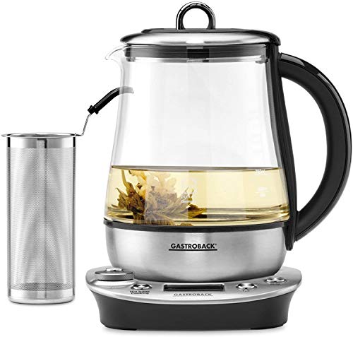 Gastroback 42438 Design Tea and More Advanced Automatischer Teekocher und Wasserkocher, Multifunktionsgarer, Edelstahl/Glas von GASTROBACK