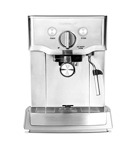 Gastroback 42709 Design Espresso Pro, Espressomaschine mit Siebträger, Milchaufschäumdüse, 15 bar, 1.5 L, Thermoblock-Heizsystem, 18/8 Edelstahl, Grau von GASTROBACK