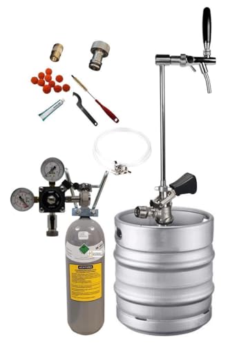 GASTROBEDARF WESTERBARKEY Zapfgarnitur mit Edelstahl Keg-Schanksäule inkl. 2kg Co2 Flasche, Schläuche, Druckminderer und Köpikeg Typ D (23475-007) von GASTROBEDARF WESTERBARKEY