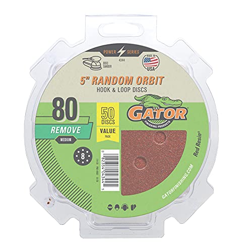 Gator 4344 12,7 cm (5 Zoll) Random Orbit Hook & Loop Rotes Kunstharz-Aluminiumoxid-Schleifscheiben, 80 Grit von GATOR FINISHING PRODUCTS
