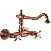 Antike Kupfer-Küchenarmatur mit Doppelsteuerung und hohem Auslauf Gattoni London 1706117R0 Kupfer von GATTONI RUBINETTERIA