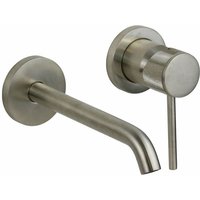 Gattoni Rubinetteria - Wandmontierter Waschtischmischer aus gebürstetem Stahl mit luxuriösem Griff Gattoni beta 2437/24NS edelstahl gebürstet von GATTONI RUBINETTERIA