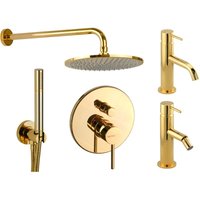 Set aus Spültischmischer, Bidetmischer und Duschset in Goldfarbe Gattoni Easy KITEASYDO4 von GATTONI RUBINETTERIA