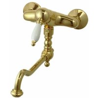 Gattoni Rubinetteria - Wand-Spülbeckenmischer in Goldfarbe mit niedrig verstellbarem Auslauf Gattoni Orta Old 2762/27D0.OLD Gold von GATTONI RUBINETTERIA