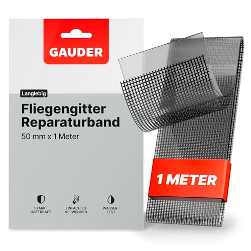 GAUDER Fliegengitter Reparatur Klebeband (50 mm x 1 m) | Insektenschutzgitter Reparatur Set | Fliegengitter Tür und Fenster von GAUDER
