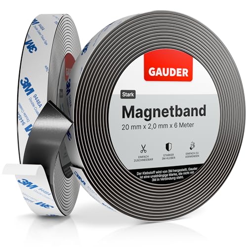 GAUDER Magnetband stark selbstklebend mit 3M Kleber | Magnetstreifen selbstklebend | starkes Magnetklebeband (6 m) von GAUDER