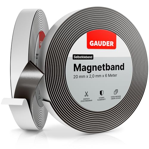GAUDER Magnetband selbstklebend stark - Magnetstreifen zuschneidbar mit hoher Haftkraft - Magnetklebeband mit starkem Kleber (6 m x 20 mm) GAUDER Magnetband selbstklebend stark - Magnetstreifen zuschneidbar mit hoher Haftkraft - Magnetklebeband mit starkem Kleber (6 m x 20 mm) von GAUDER