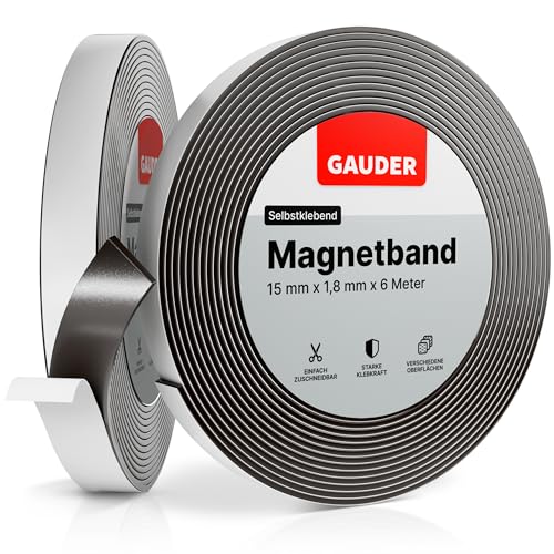 GAUDER Magnetband selbstklebend stark - Magnetstreifen zuschneidbar mit hoher Haftkraft - Magnetklebeband mit starkem Kleber (6 m x 15 mm) GAUDER Magnetband selbstklebend stark - Magnetstreifen zuschneidbar mit hoher Haftkraft - Magnetklebeband mit starkem Kleber (6 m x 15 mm) von GAUDER