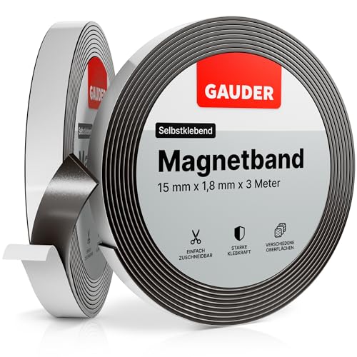 GAUDER Magnetband selbstklebend stark - Magnetstreifen zuschneidbar mit hoher Haftkraft - Magnetklebeband mit starkem Kleber (3 m x 15 mm) GAUDER Magnetband selbstklebend stark - Magnetstreifen zuschneidbar mit hoher Haftkraft - Magnetklebeband mit starkem Kleber (3 m x 15 mm) von GAUDER