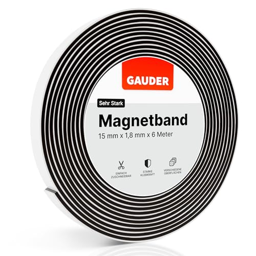 GAUDER Magnetband selbstklebend | Magnetstreifen mit extra starkem Kleber | Magnetklebeband (6 m) von GAUDER