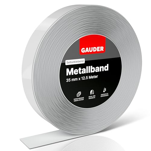 GAUDER Metallband selbstklebend I Ideal für Tonies®-Figuren & -Regale I Ferroband I Magnetband für Magnete I Eisenband I Stahlband (12,5m) von GAUDER