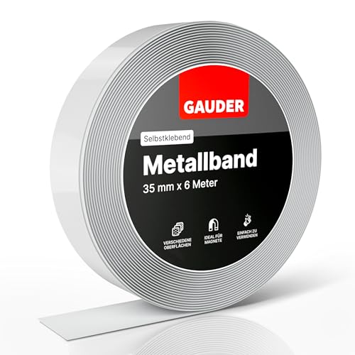 GAUDER Metallband selbstklebend I Ideal für Tonies®-Figuren & -Regale I Ferroband I Magnetband für Magnete I Eisenband I Stahlband (6m) von GAUDER