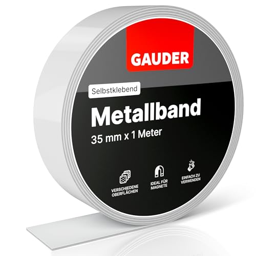 GAUDER Metallband selbstklebend I Ideal für Tonies®-Figuren & -Regale I Ferroband I Magnetband für Magnete I Eisenband I Stahlband (1m) von GAUDER