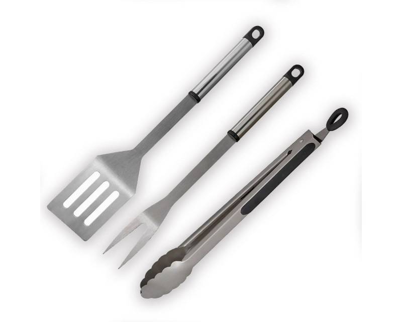GAUMENKICK Grillbesteck-Set Grillbesteck Set - 3teilig - Wender, Gabel, Zange - Edelstahl von GAUMENKICK