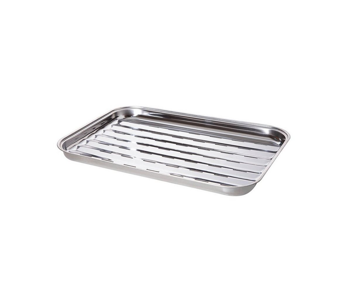 GAUMENKICK Grillschale Edelstahl Grillschale - immer wieder verwendbar - 34 x 24,5 x 2,5cm, Edelstahl von GAUMENKICK