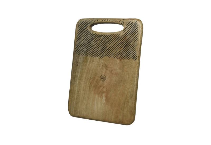 GAUMENKICK Schneidebrett Servierbrett rechteckig Mangoholz natur Griff Serviertablett 36cm, Holz von GAUMENKICK