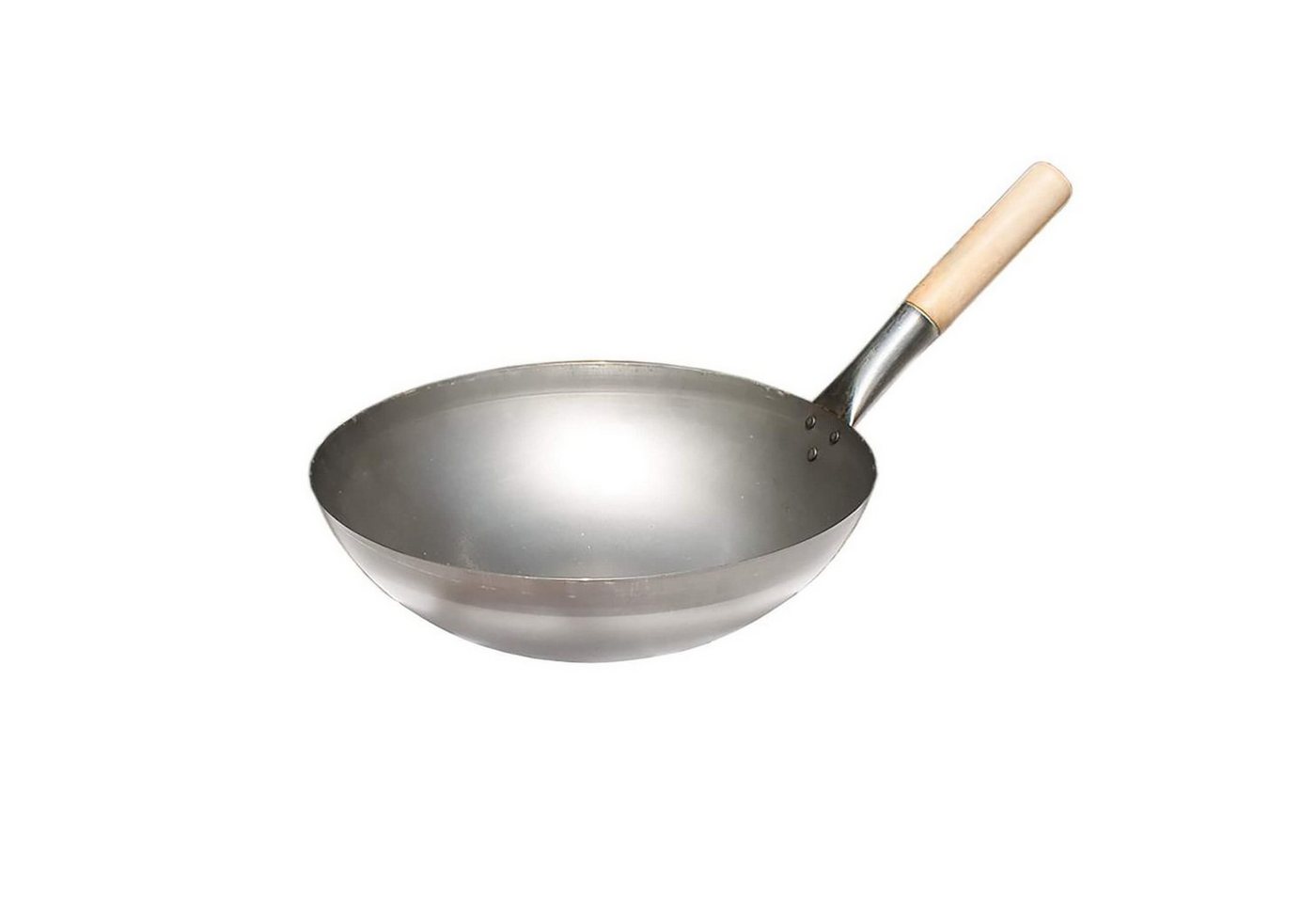 GAUMENKICK Wok Original chinesische Wokpfanne Holzgriff 33cm Stahl ohne Beschichtung, Stahl von GAUMENKICK